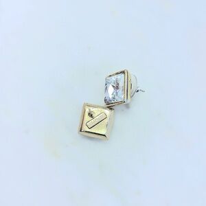 **VINTAGE** Lulu Frost Clear Crystal and Gold Square Stud Earrings